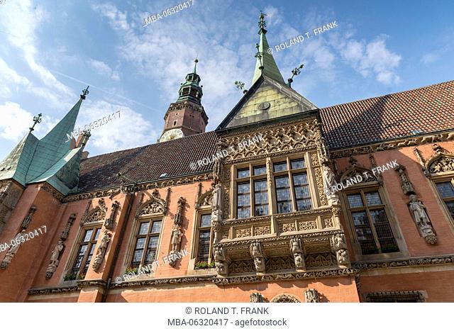 Poland, Wroclaw, old town hall, bay on the south side of the Gothic building