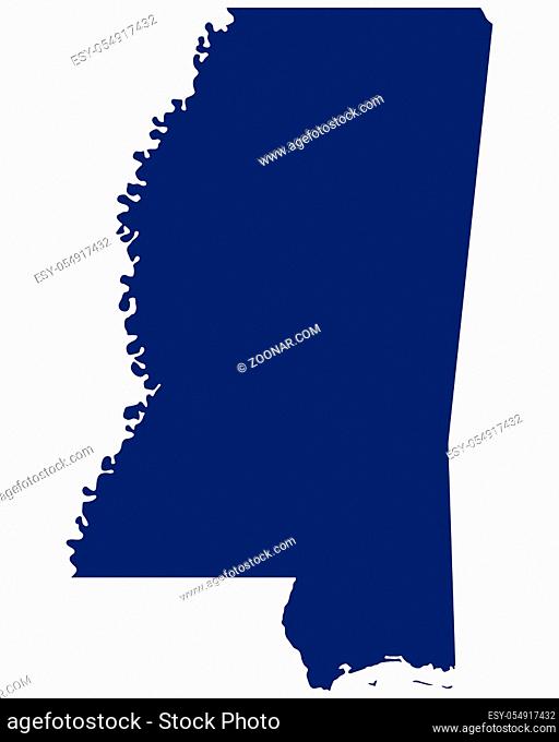 Karte von Mississippi in blauer Farbe - Map of Mississippi in blue colour