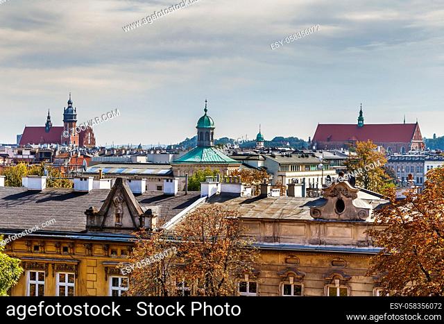 View of the roofs of Krakow from Wawel castle, Poland