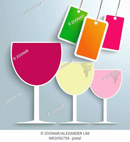3 Colored Wineglasses Price Sticker PiAd