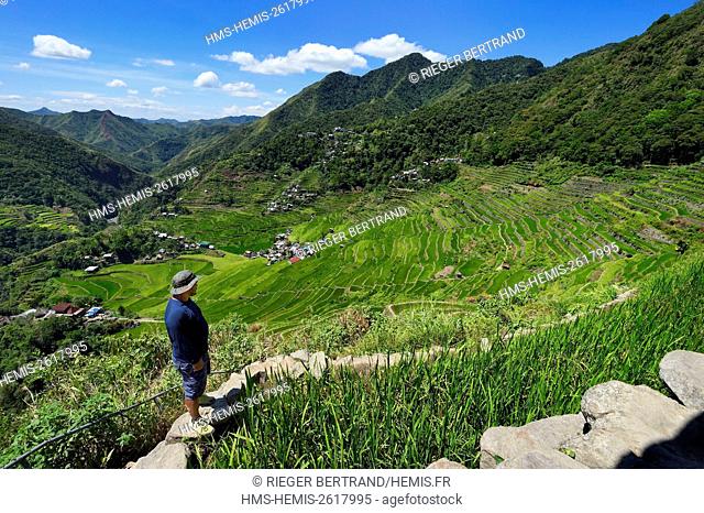Philippines, Ifugao province, Banaue rice terraces around the village of Batad, listed as World Heritage by UNESCO, fed by an ancient irrigation system from the...