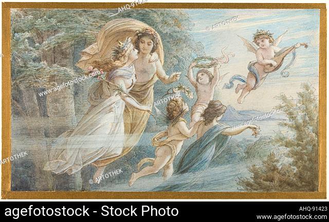 Künstler: Bode, Leopold von, 1831-1906 Titel: Das schwebende Königspaar Oberon und Titania, begleitet von weiteren Elfen, ca