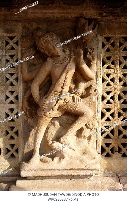 Galganatha Temple , Shiva Killing Andhakasura Rakshasa , Pattadakal UNESCO World Heritage Site , built in 800 A.D , Bagalkot , Karnataka , India