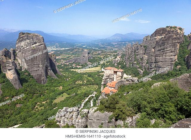 Greece, Thessaly, Meteora monasteries complex, listed as World Heritage by UNESCO, the monastery of Roussanou