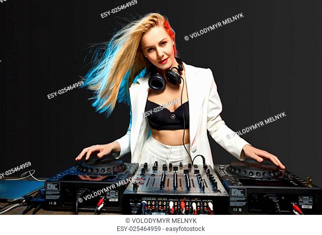 Beautiful DJ girl on decks on the party, Stock Photo, Picture And Low  Budget Royalty Free Image. Pic. ESY-020775805 | agefotostock