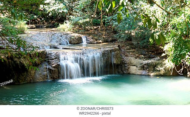 waterfall in erawan national park in thailand