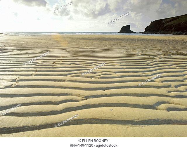 Ripples of sand, Porthcothan Bay, Cornwall, England, UK, Europe