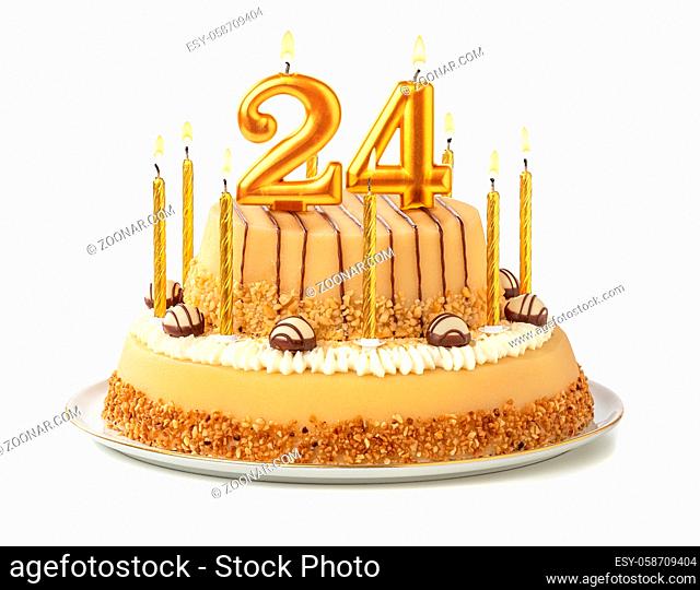 Festive cake with golden candles - Number 24