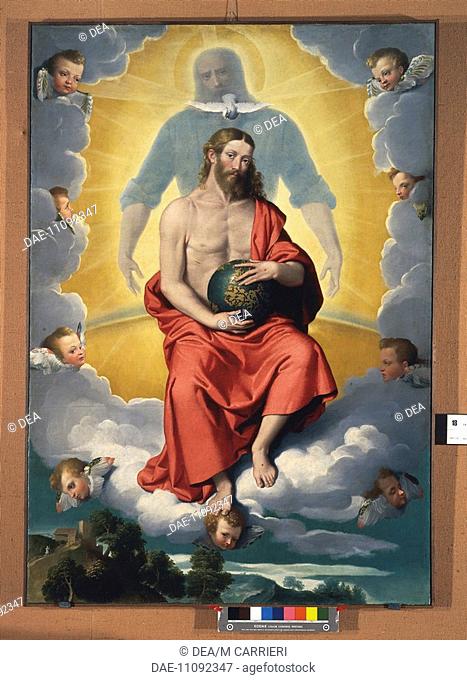 Trinity, ca 1555, by Giovanni Battista Moroni (1525 ca- 1578), oil on canvas, 176x122 cm. Church of San Giuliano, Albino