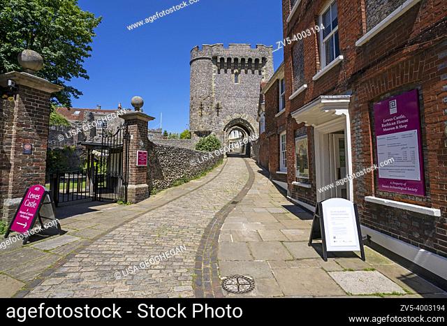 The Barbican Gate at Lewes Castle, Lewes, East Sussex England, UK