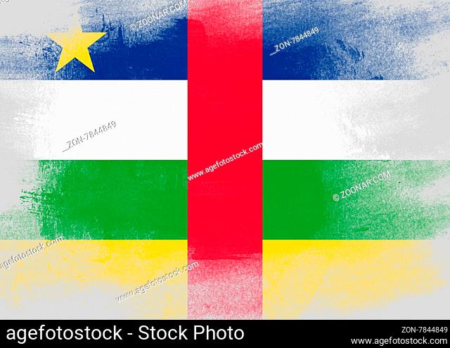 Flag of Central African Republic painted with brush on solid background