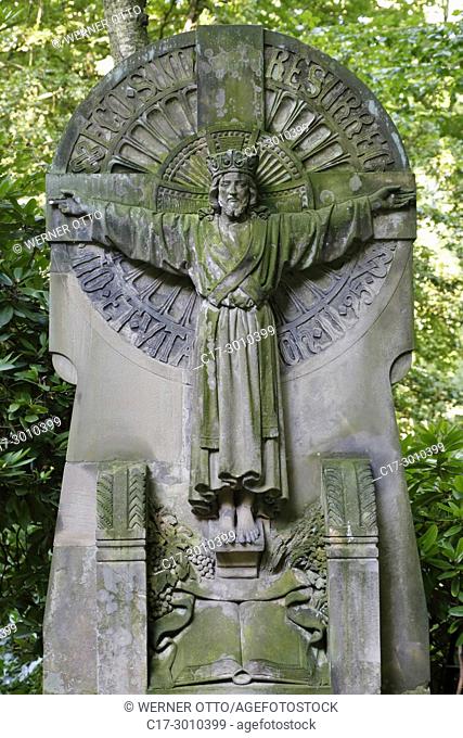 Dortmund, D-Dortmund, Ruhr area, Westphalia, North Rhine-Westphalia, NRW, cemetery, Ostenfriedhof, Ostfriedhof, Ost Park, artful gravestone