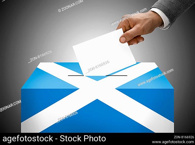 Ballot box painted into national flag colors - Scotland