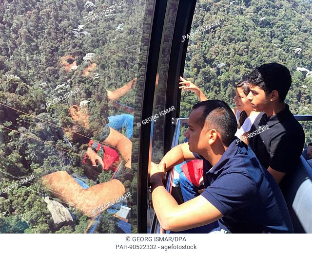 Picture of a gondola of the cableway taken in Merida, Venezuela, 06 April 2017. Crisis-torn Venezuela is aiming to attract back tourists with the world's...