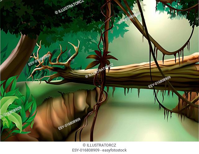 Jungle Background - Colored Background Illustration, Vector