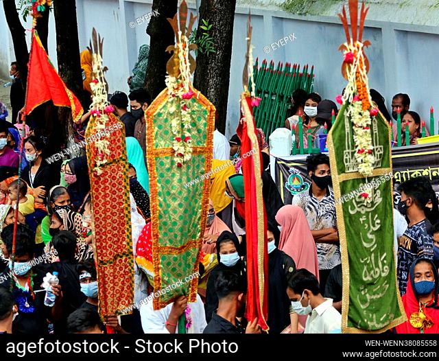 Shias bring out the customary Tazia parade on August 20th 2021 in Dhaka, Bangladesh. The participants plan for the parade and start their recognition customs a...