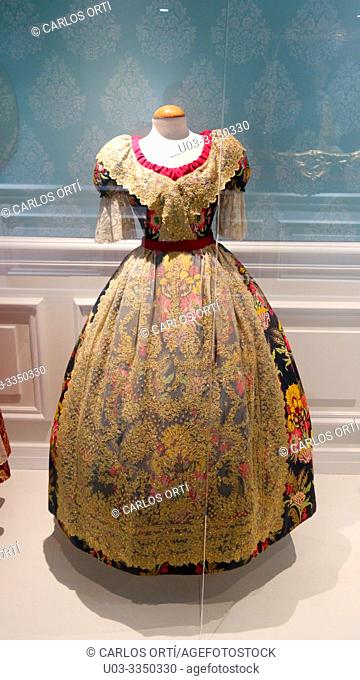 Dress in the vlaencian museum of the Cervelló Palace, Valencia, Spain, Europe