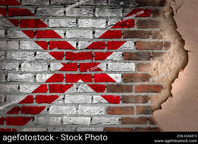 Dark brick wall texture with plaster - flag painted on wall - Alabama