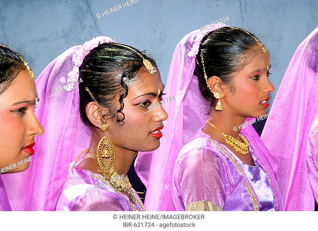 Girls of Indian ethnicity at a Hindu Festival in Georgetown, Guyana, South America