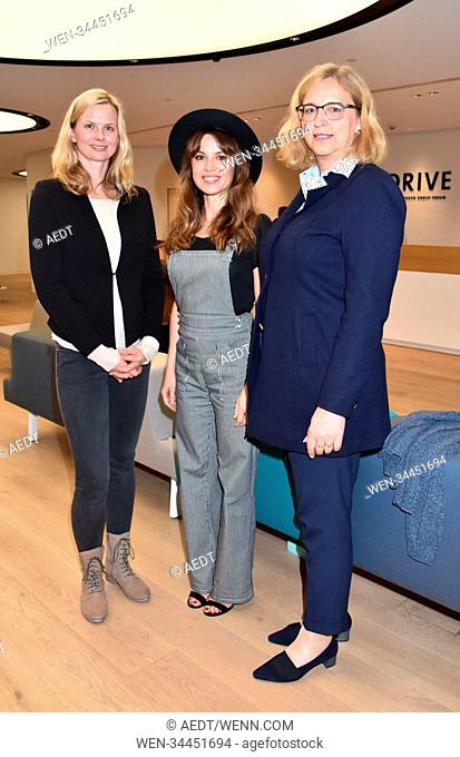 Britta Steffen, Natalia Avelon, Hiltrud Werner at the presentation of the upcycling project Shifting Shift in benefit of Die Arche at Drive Volkswagen Group...