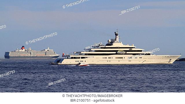 Luxury motor yacht Eclipse, longest yacht in the world, as of 2012, c 163m long, owned by Roman Abramovitch, built by shipyard Blohm + Voss GmbH, delivery 2010