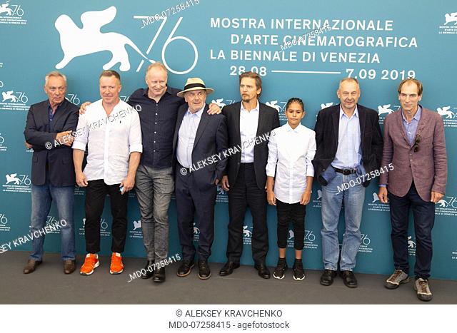 Petr Kotlár, Aleksey Kravchenko, Stellan Skarsgard, Barry Pepper at the 76 Venice International Film Festival 2019. The Painted Bird photocall