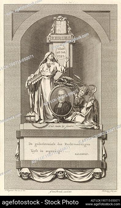 Memorial for Petrus Broes, Allegorical funeral monument for the pastor Petrus Broes. On the right the personification of Time, with ears of corn and a sickle