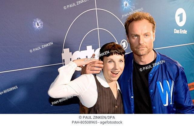 Actors Meret Becker (L) and Mark Waschke pose for photographers prior to the premiere of their new episode entitled 'Wir - Ihr - Sie' (lit