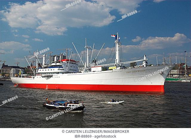 Museum ship Cap San Diego in Hamburg during the 817th anniversary of Hamburg Harbour, Hamburg, Germany