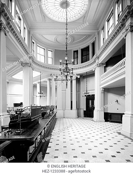 Interior of Coutts & Co bank, 440 The Strand, Westminster, London. The bank was first established in 1692 by John Campbell