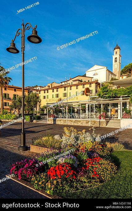 Limone sul Garda in summer season. Europe, Italy, Lombardy, Brescia province, Limone sul Garda