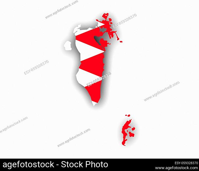 Karte und Fahne von Bahrain - Map and flag of Bahrain