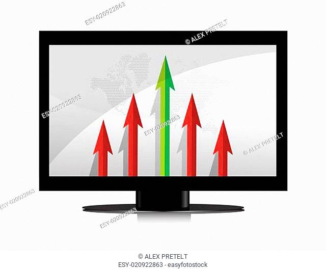 Flatscreen-black-lcd-monitor-with-graphs-on-the-screen