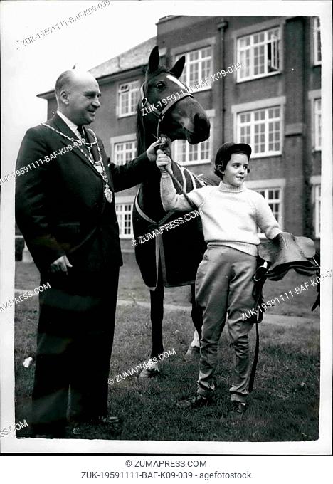 Nov. 11, 1959 - Penny receives the Queen's Pony.: Today was a big day for ten-year-old Penny Stephenson, of St. Leonard's Hill