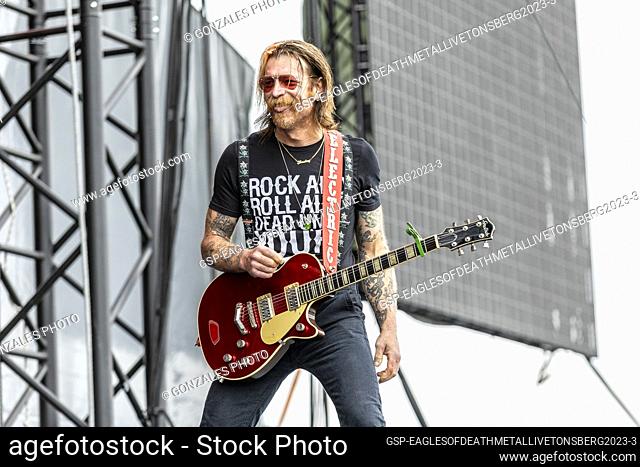 Tonsberg, Norway. 15th, July 2023. The American rock band Eagles of Death Metal performs a live concert at Kaldnes Vest in Tonsberg
