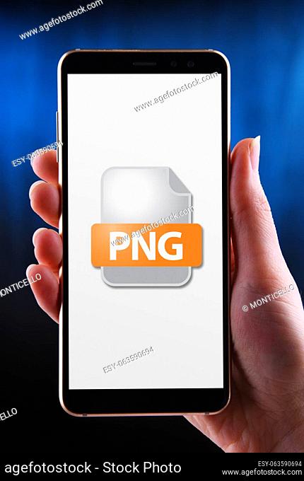 A smartphone displaying the icon of PNG file