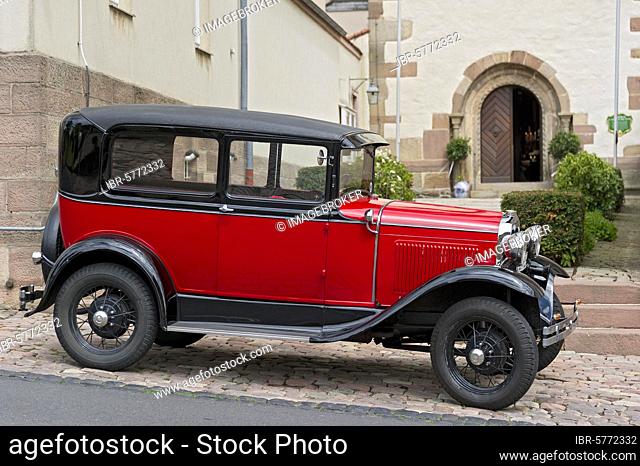Oldtimer Ford model A, year of construction approx. 1927, Probstei Johannesberg, Fulda, Hesse, Germany, Europe