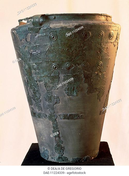 Prehistory, Italy, Iron Age. Golasecca culture. Situla from the tomb of the warrior at Sesto Calende, province of Varese