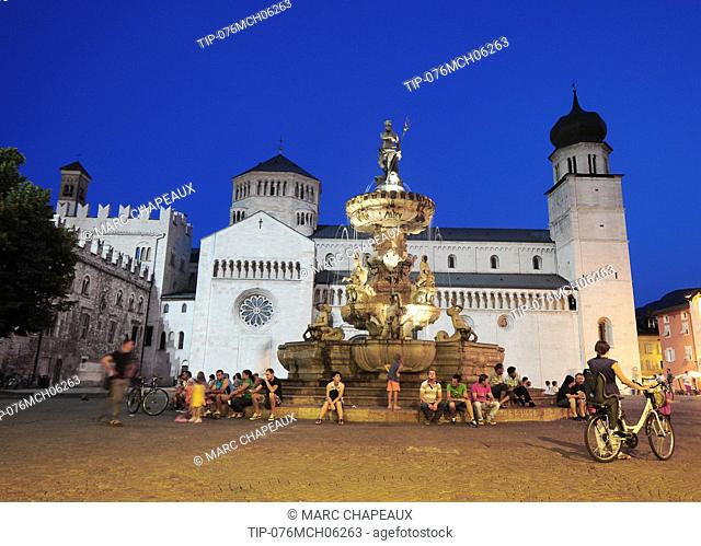 Italy, Trentino Alto Adige, Trento, Neptune fountain in Duomo square