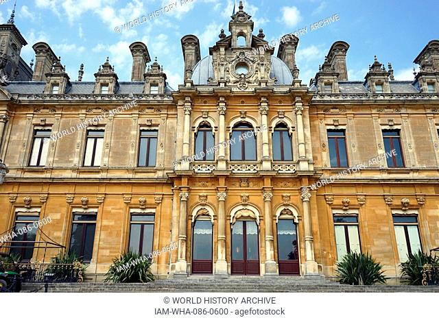 Exterior of Waddesdon Manor, a country house in the village of Waddesdon. Built in the Neo-Renaissance style of a French château for the Rothschild Family