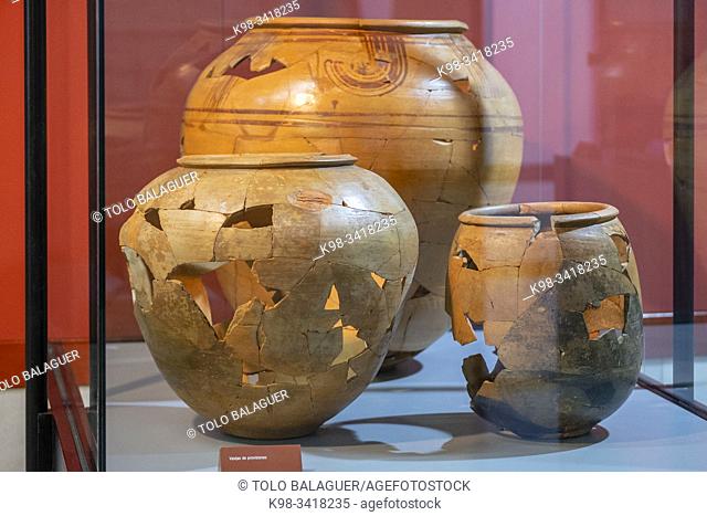 Provisions receptacles, ceramica celtiberica, museo Numantino de Soria, Soria, Comunidad Autónoma de Castilla-León, Spain, Europe