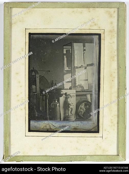 Still life with Algemeen Handelsblad, still life of various objects, newspaper, news-sheet, container of glass: bottle, jar, vase, anonymous