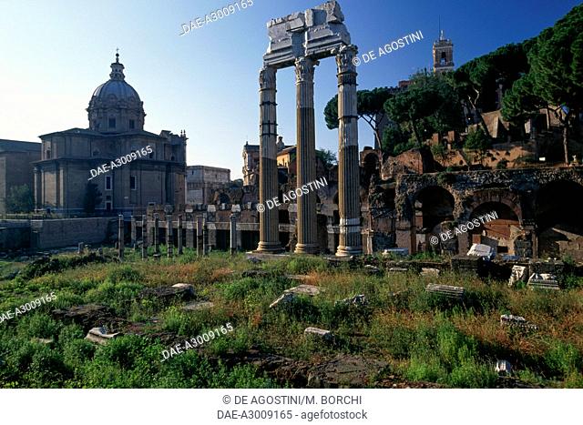 Caesar's Forum and columns of the Temple of Venus Genetrix, Imperial Forums, Rome (UNESCO World Heritage Site, 1980), Lazio, Italy, Roman civilization