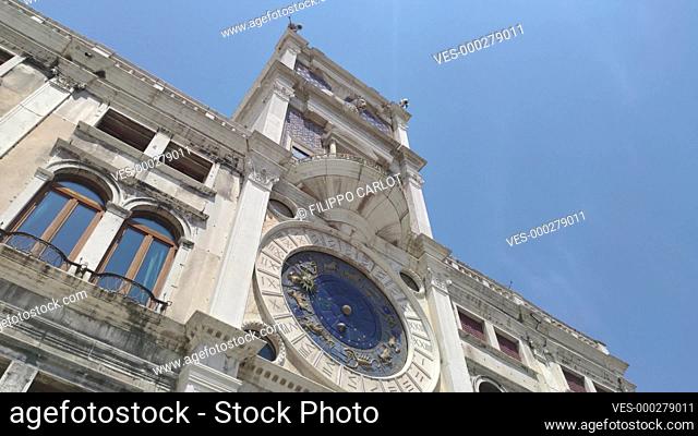 Venice clock tower detail in Saint Mark square