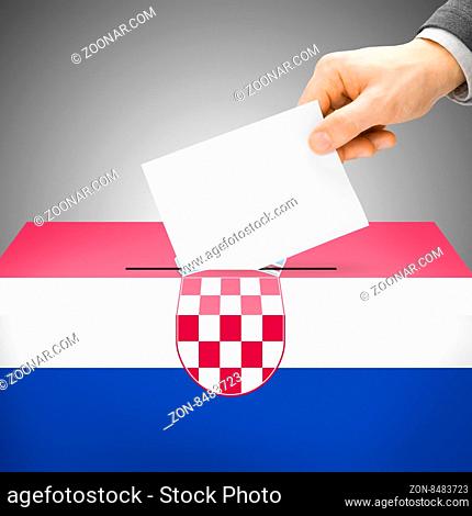 Voting concept - Ballot box painted into national flag colors - Croatia