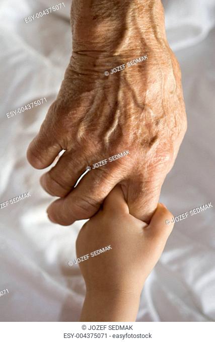 Hand der Grossmutter und das Enkelkind - Hilfe