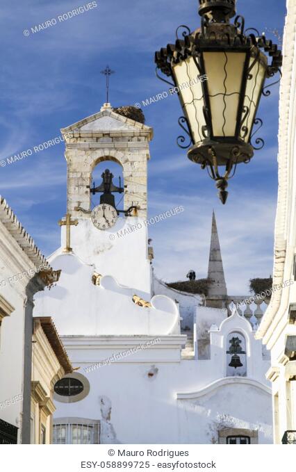 View of the iconic landmark church of the city of Faro, Portugal