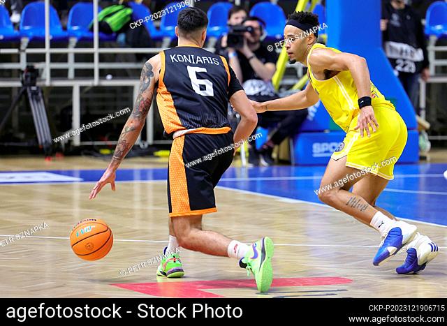 L-R Antonis Koniaris (Promitheas) and Marques Townes (Opava) in action during men's Basketball Champions League, group B, 6th round