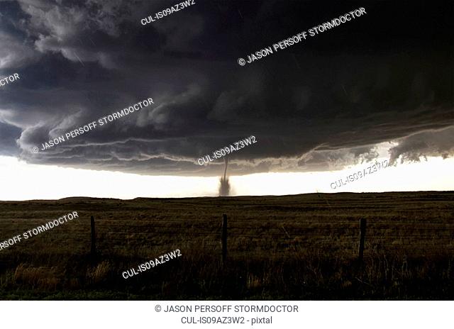Full structure of tornado, parent wall cloud and storm