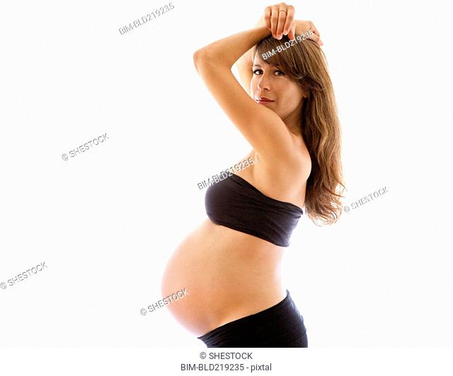 Profile of pregnant Caucasian woman
